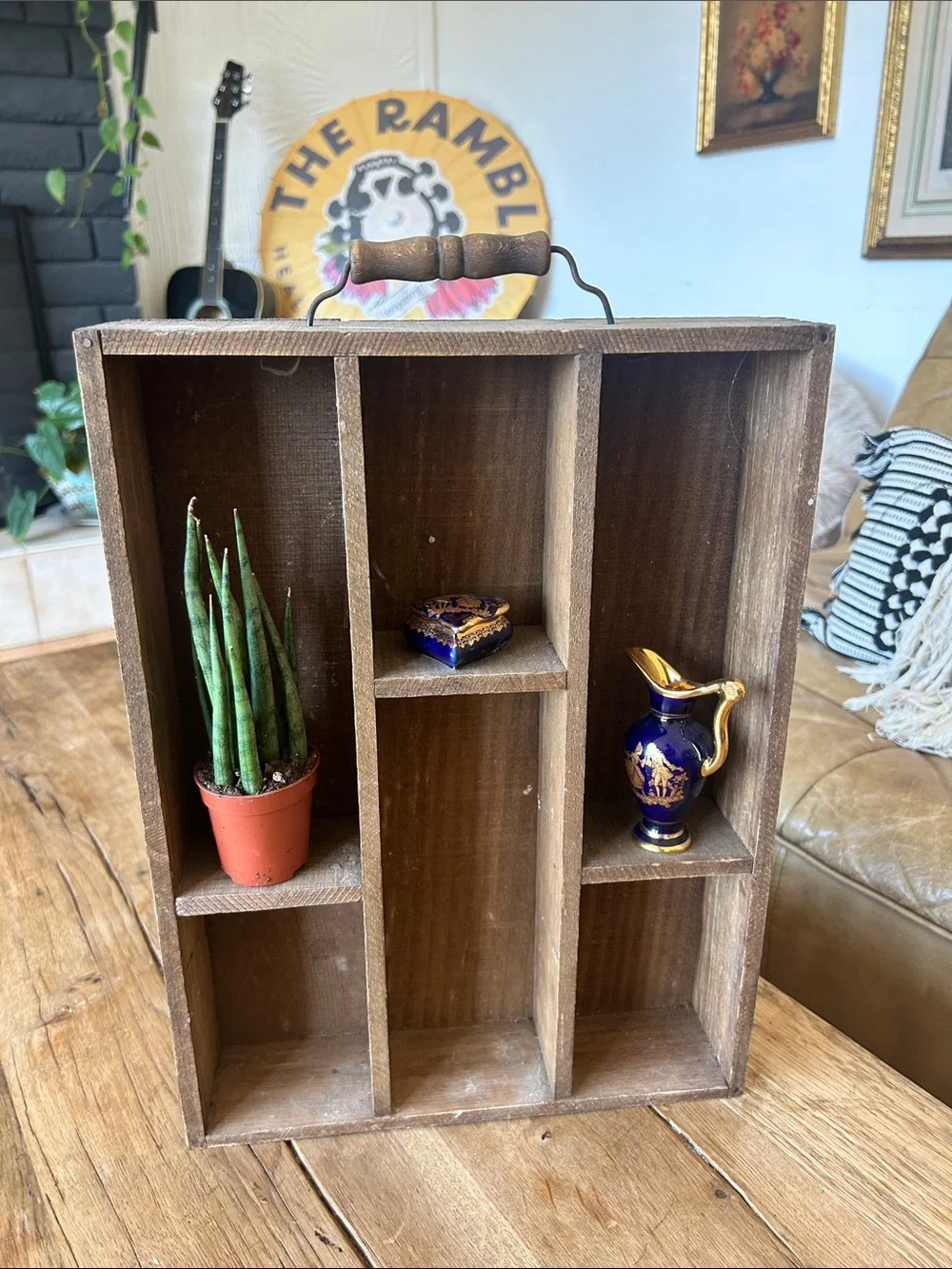 Vintage antique Wooden drawer Compartment Shelf - display decor staging